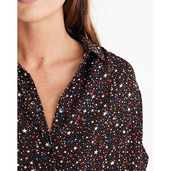 Madewell Women's Central Drapey Shirt in Starry Night Size Small 4th of July - Picture 2 of 6